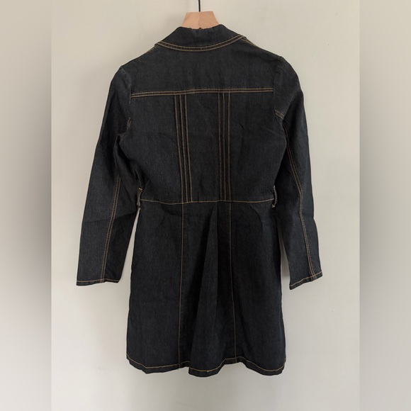 Bisou Bisou Dark Denim Jacket Dress with Contrast Stitching Size S - Picture 2 of 3